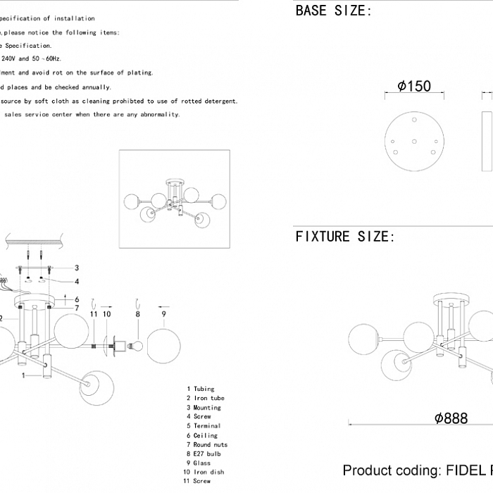 Светильник Crystal Lux FIDEL PL6 BLACK